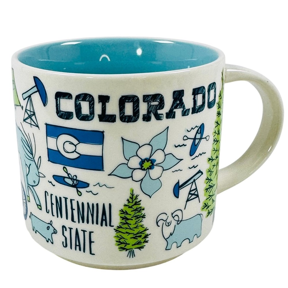 Starbucks 2018 Been There Series Colorado Mug Turquoise Blue Interior VERY NICE